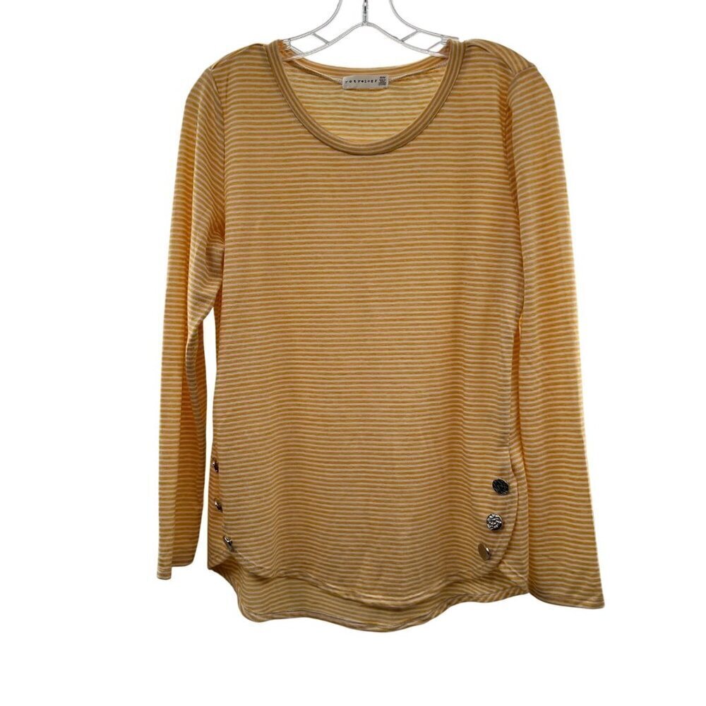 Retrology Women's Long Sleeve Striped Top Yellow/White Size Medium Lightweight